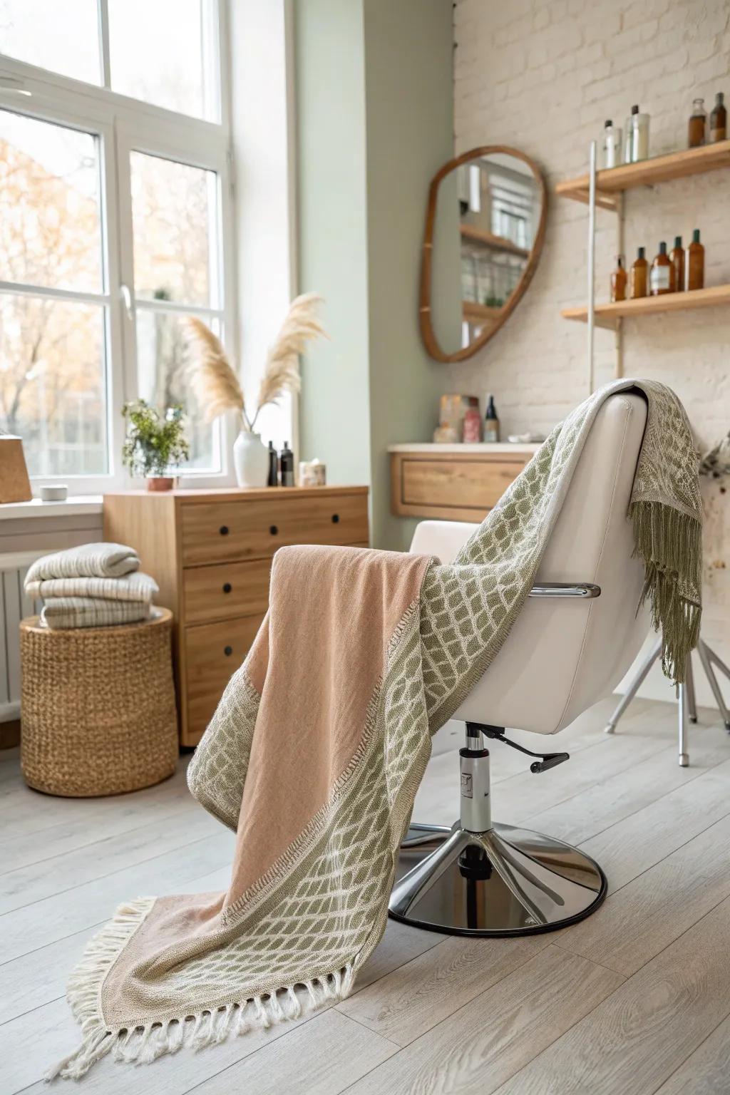 Create an inviting ambiance with textured backdrops that add dimension to your salon space. #Texture #SalonStyle