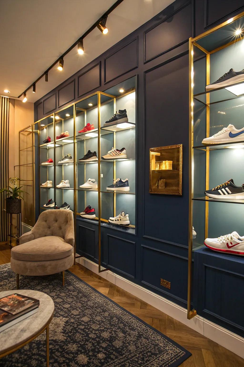 Illuminate your sneaker collection with LED lights for a stylish and inviting display.