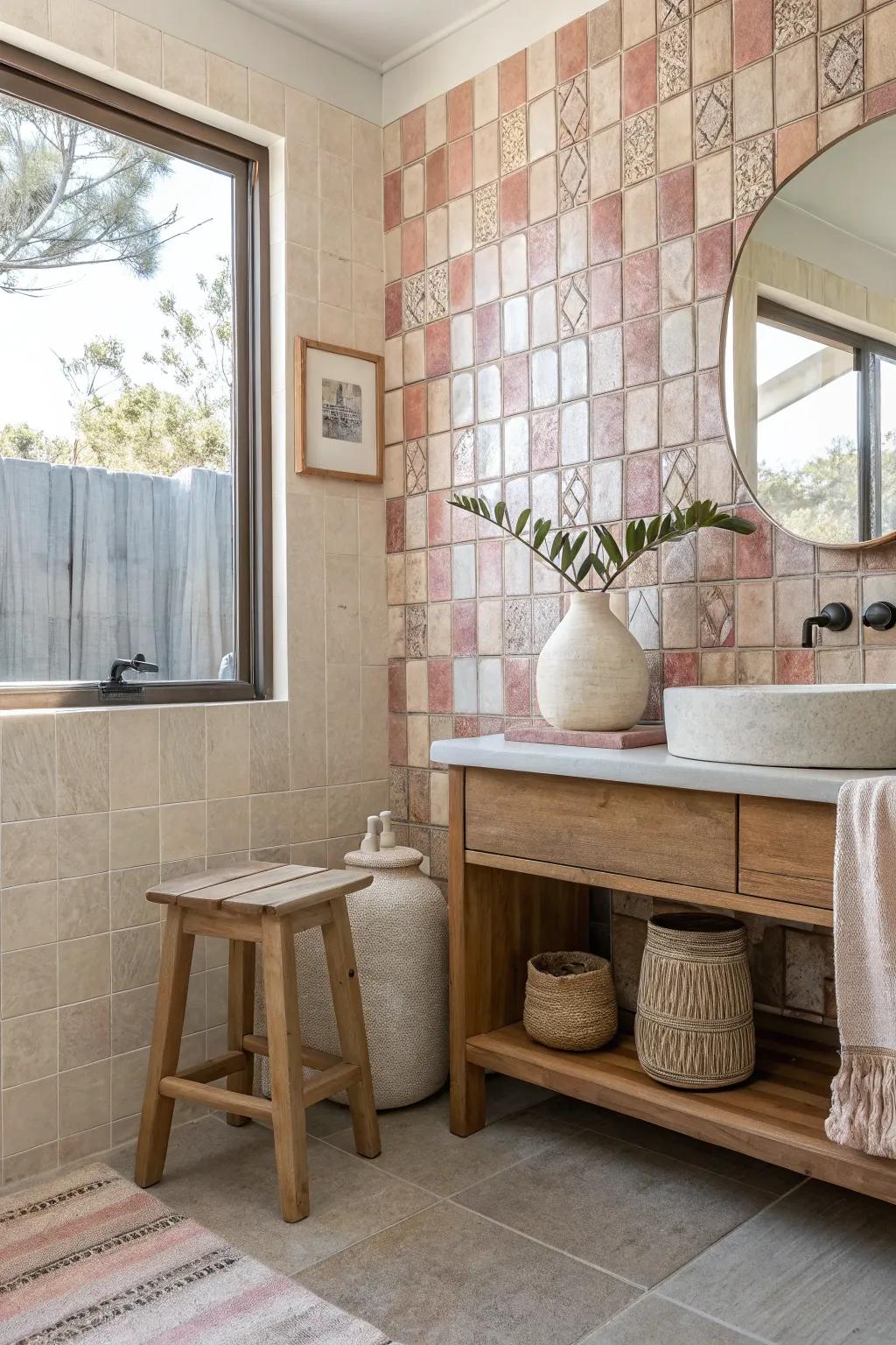 Create a focal point with a stunning accent wall—add depth and style to your bathroom! #AccentWall #BathroomDesign