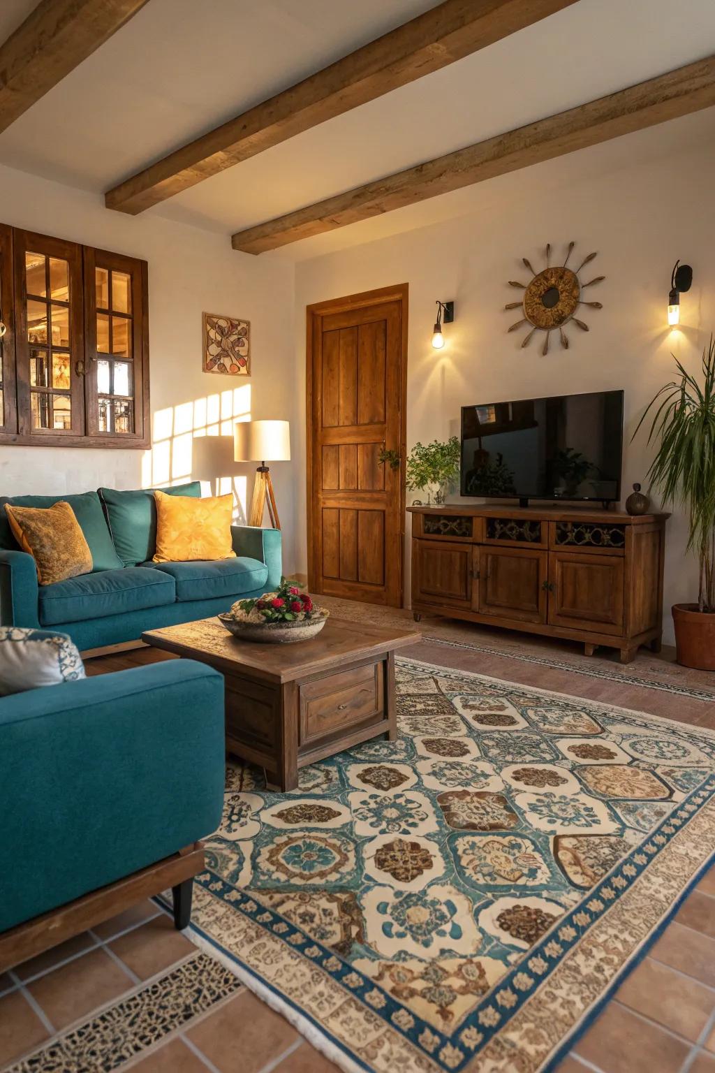 Create a living room that captivates with every step, turning the floor into a canvas of design.