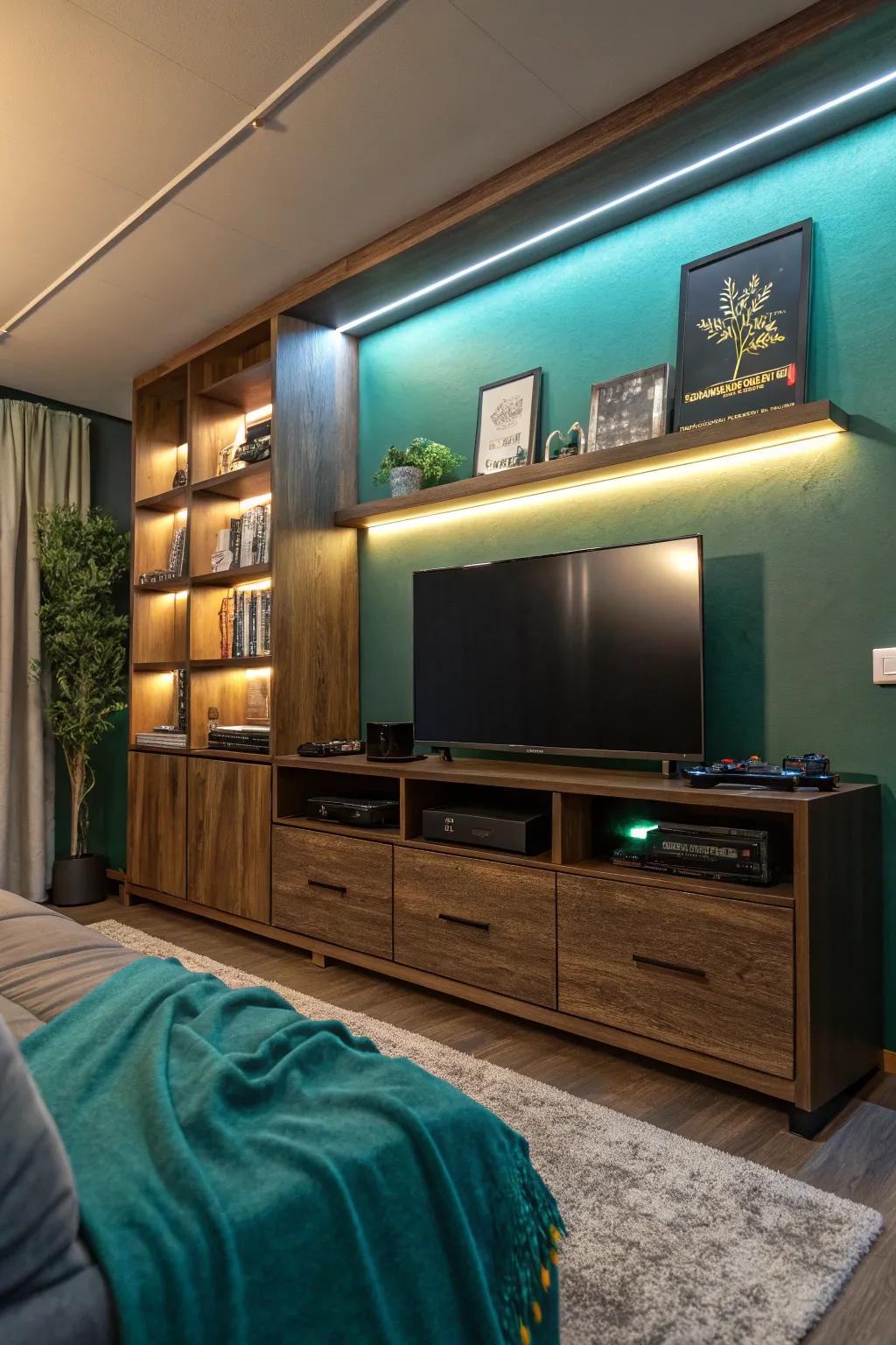 Efficiency meets style with organized shelves that keep your gaming essentials within reach. #OrganizedGaming #ClutterFree