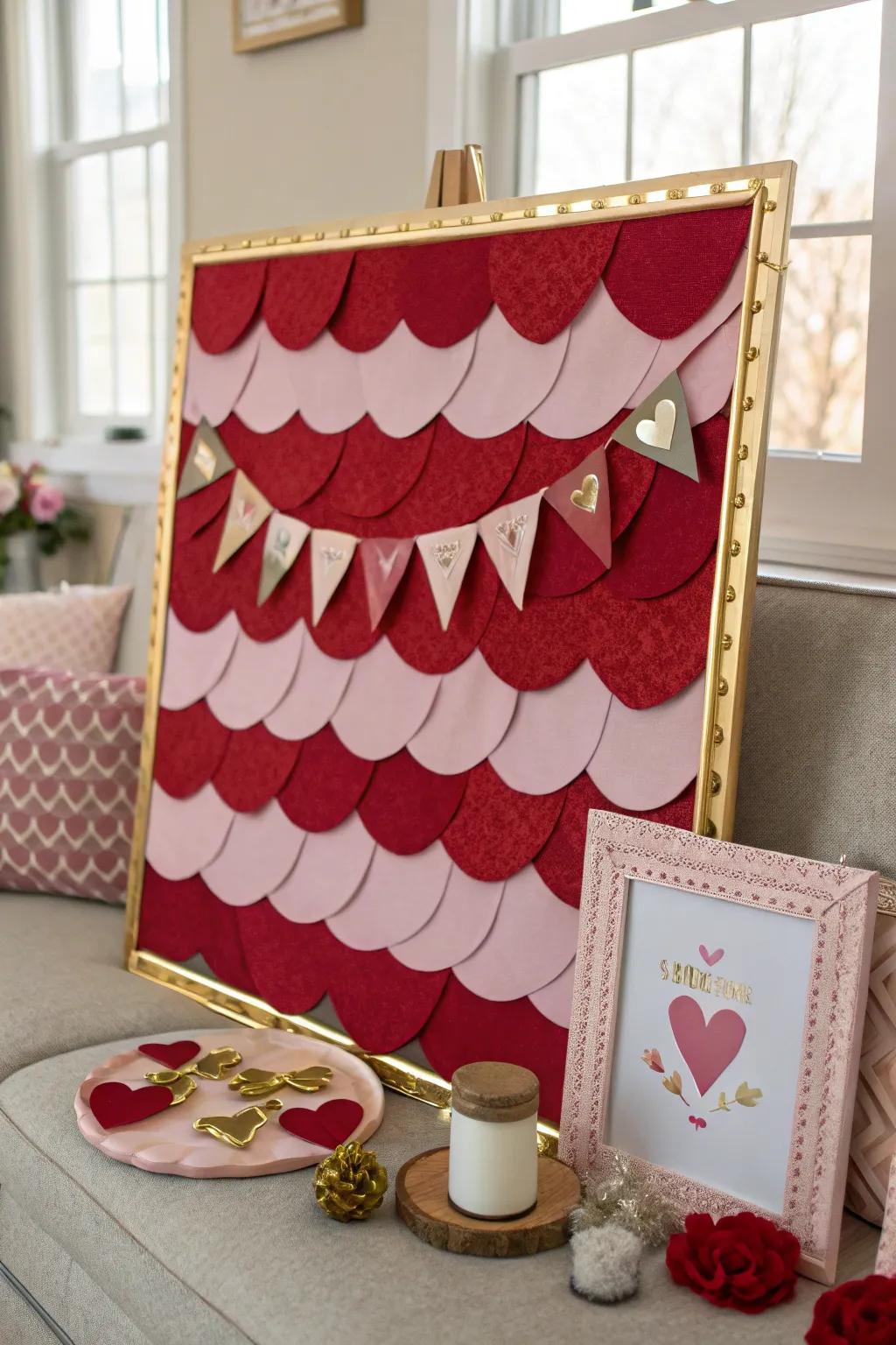 Banners in Valentine colors bring a festive frame to your decor.
