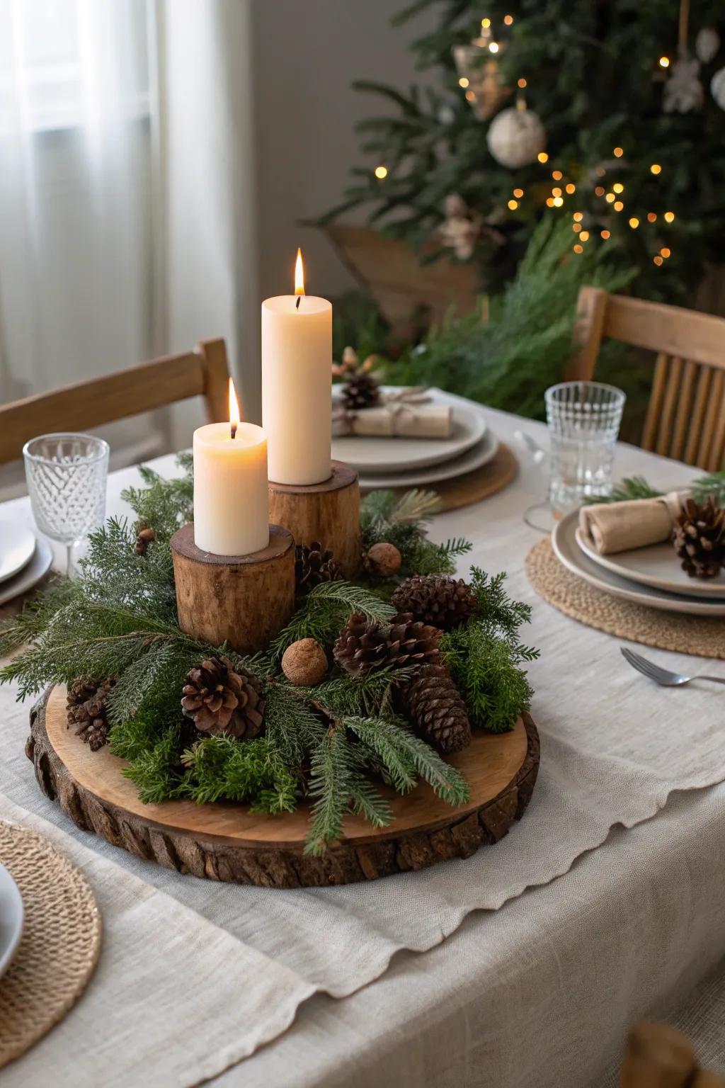 Bring the forest to your table with this natural and elegant setting.