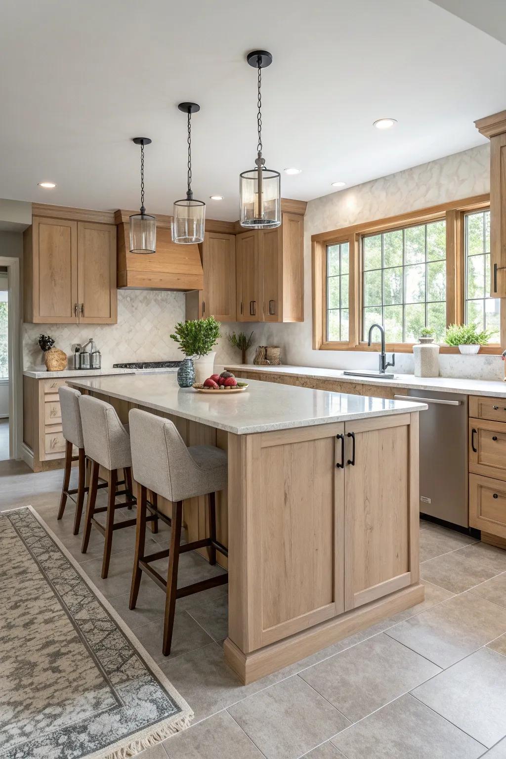 A striking countertop adds a touch of luxury to your kitchen's centerpiece.