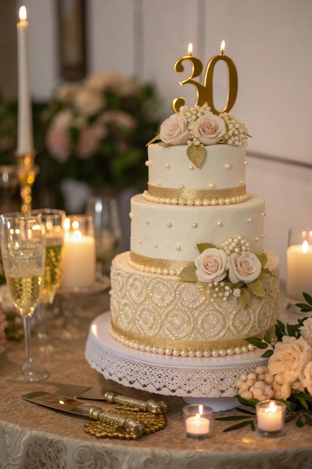 A sophisticated cake display not only looks stunning but also tastes as sweet as your journey together. 🍰 #CakeDecor #AnniversaryCake