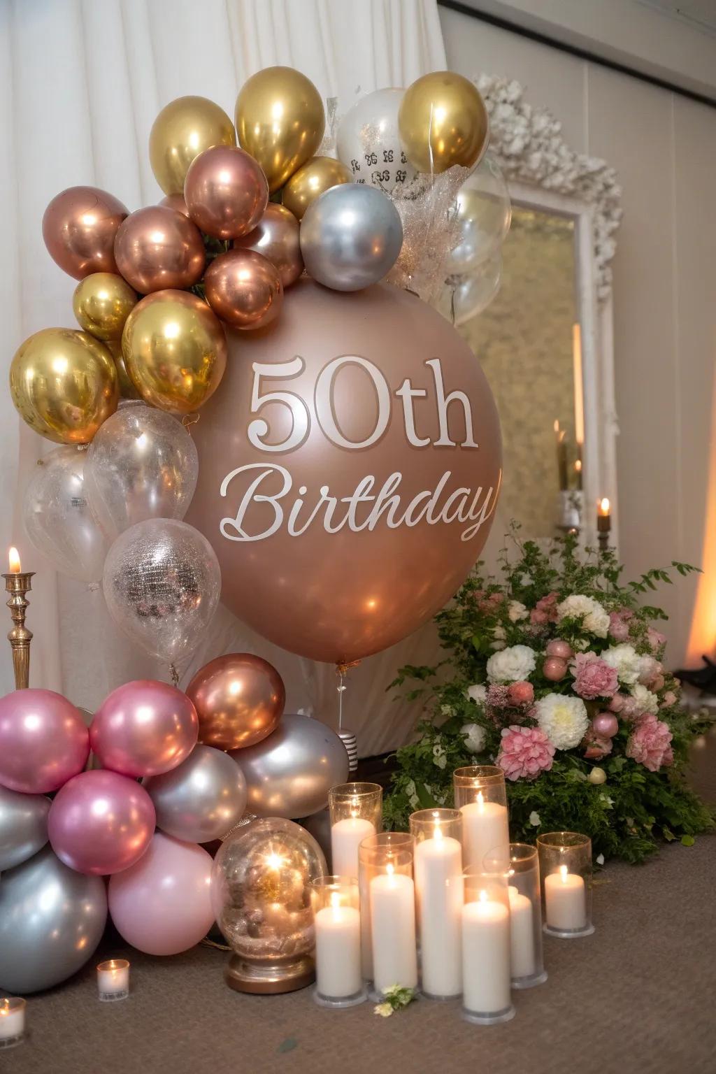Bring a touch of luxury with a mix of metallic balloons that sparkle with style.