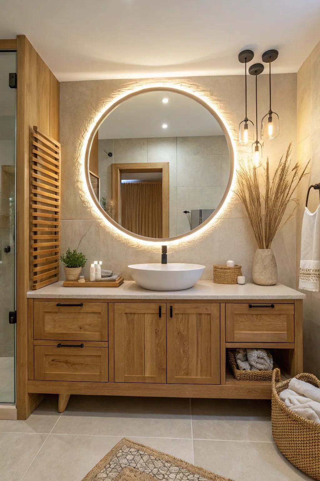 Highlight architectural details with LED strip lighting for a modern touch.