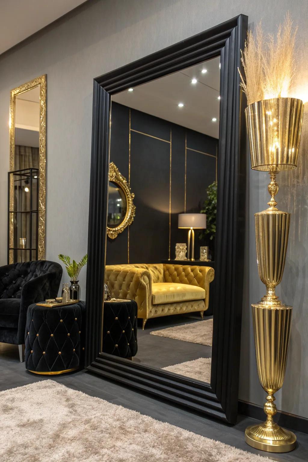 Add depth and dimension with strategically placed mirrors. #MirrorMagic #HomeStyling