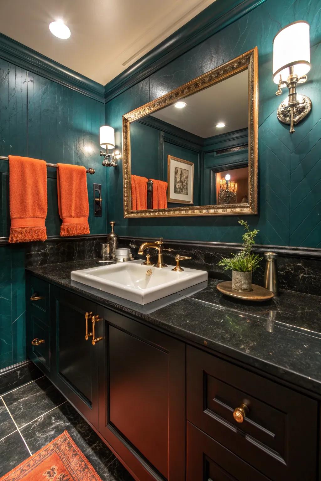 Achieve a flawless finish with integrated sinks in your black countertop.