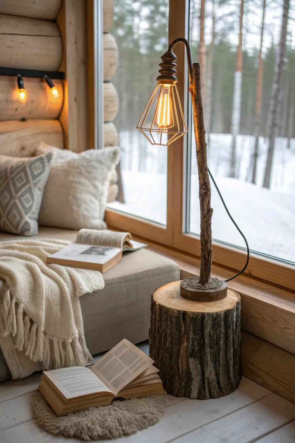 Set the mood with lighting that invites comfort.