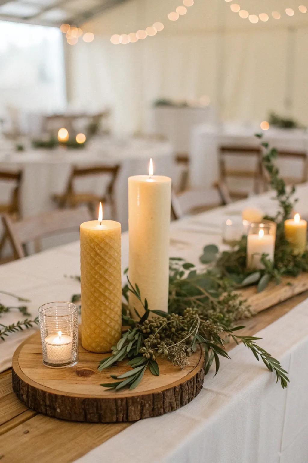 Let candlelight enchant your guests with its warm and intimate glow. #CandlelitWeddings #RomanticAmbiance