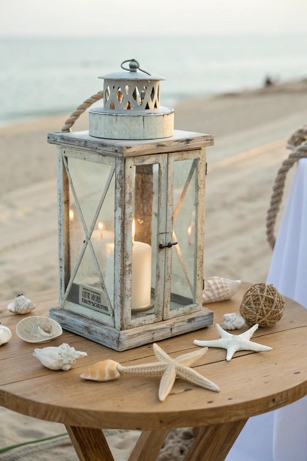 Illuminate your space with coastal lanterns that bring the warmth of the seaside to your table.