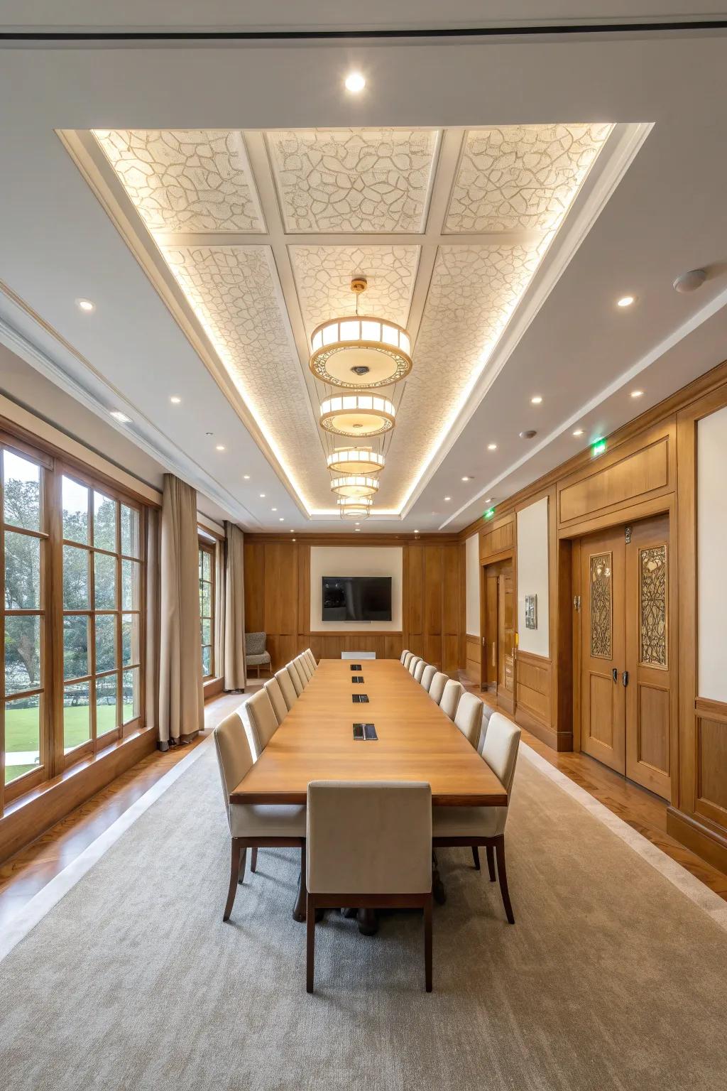 Achieve a cohesive look with integrated ceiling fixtures that provide ample lighting without overwhelming the space.