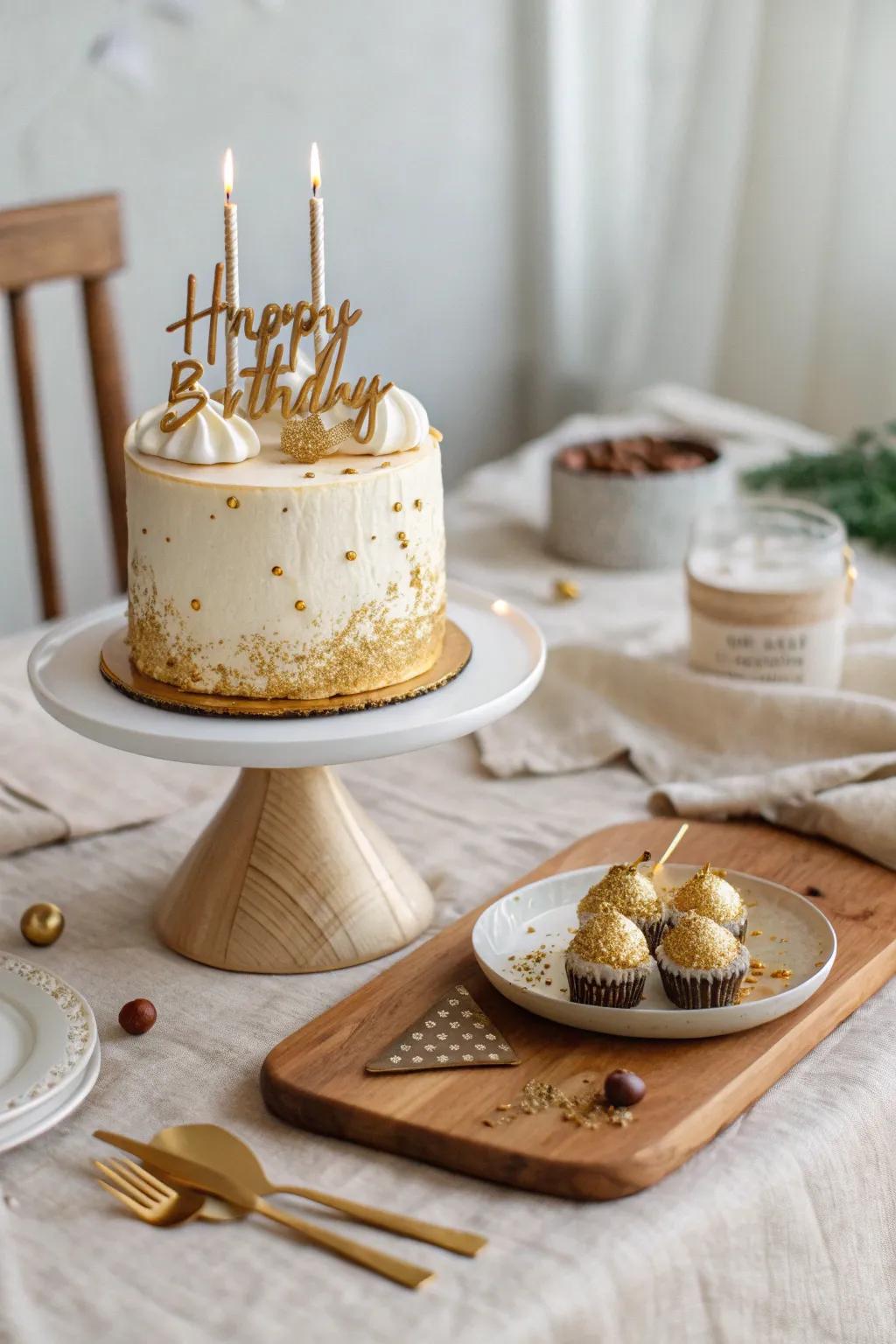 Glam up your cake with shimmering gold accents for an unforgettable celebration. ✨ #GoldAccents #BirthdayBling