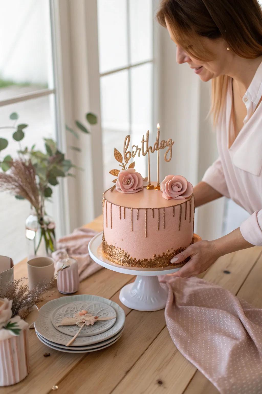 Modern meets chic with metallic accents that add a glamorous touch to your cake.