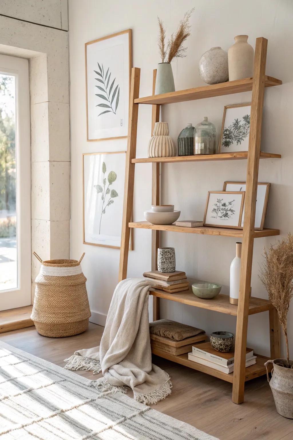 Shelves offer a versatile way to showcase your evolving art collection.