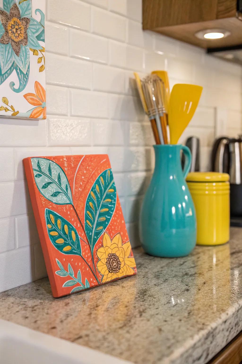 Personalize your space with art that speaks to you. #ArtInTheKitchen #PersonalTouch #HomeDecor