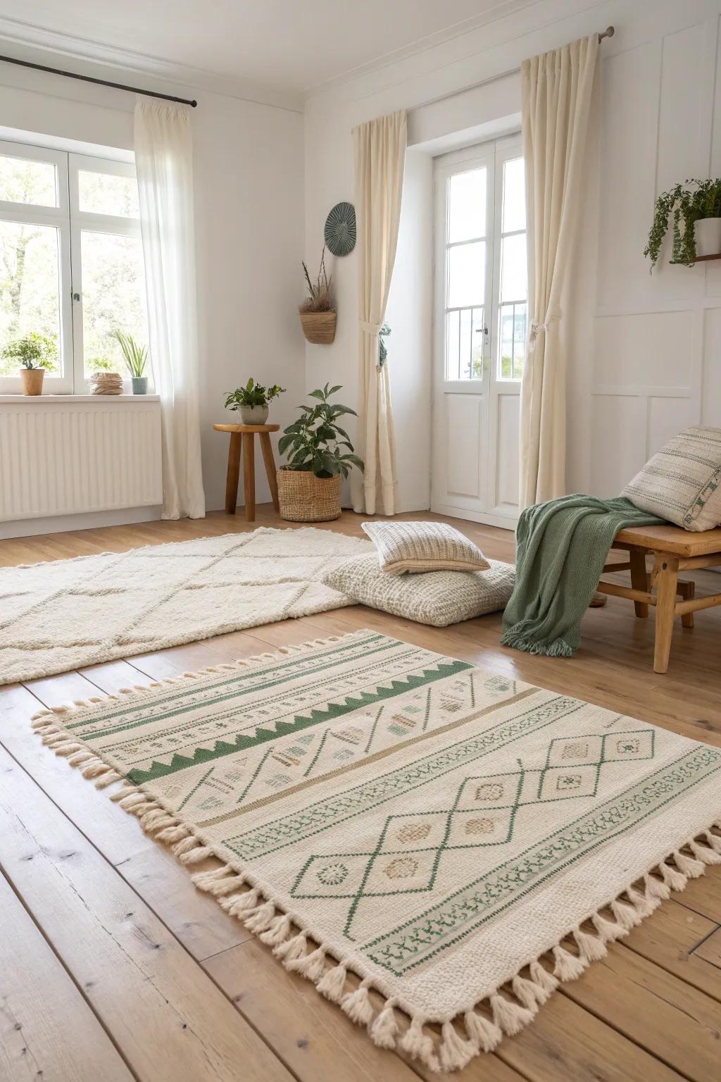 Color-coordinated rugs bring harmony and cohesion to your decor, making it feel curated and intentional.