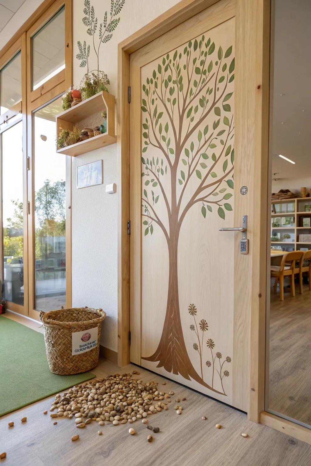 Watch tiny seeds grow into mighty trees on this inspiring door! 🌳✨ #GrowthMindset #InspiringSpaces