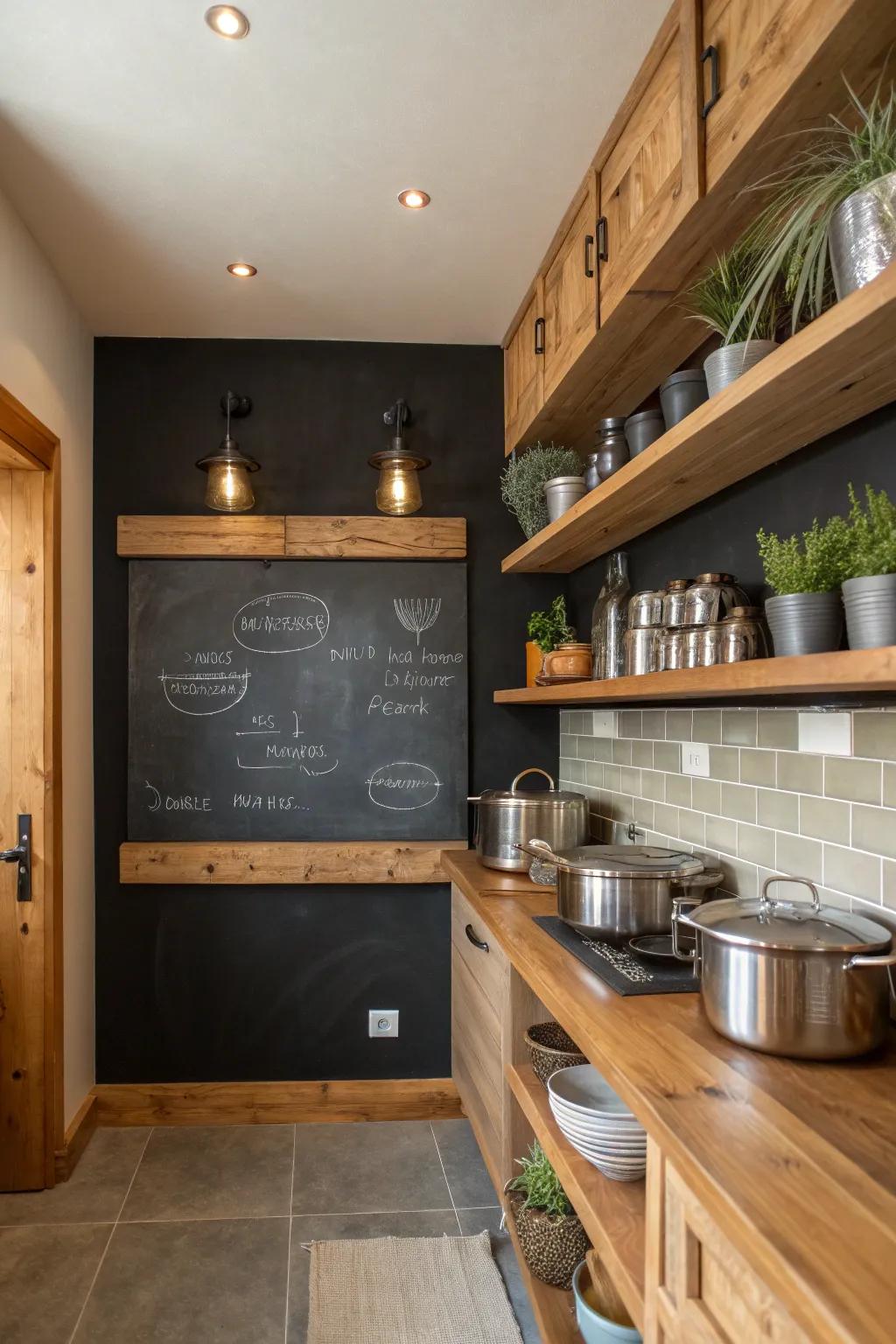 Enhance your kitchen's functionality and style by integrating decor with your chalkboard wall.
