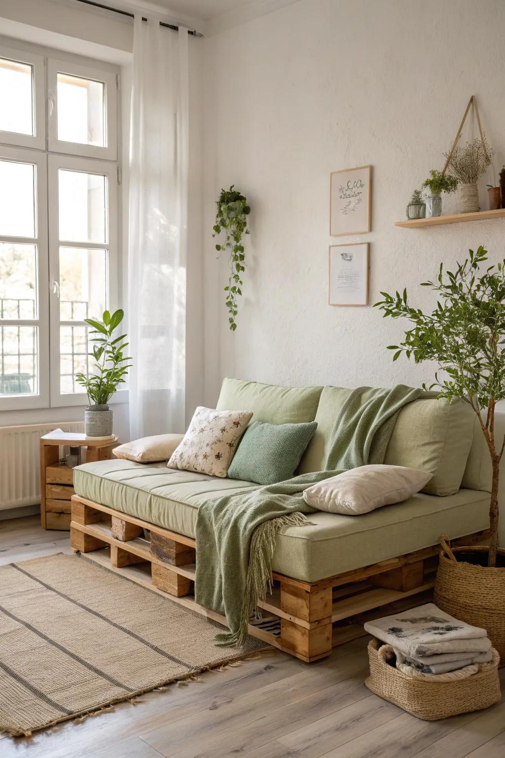 Enjoy the versatility of a modular pallet sofa, perfect for dynamic living spaces.