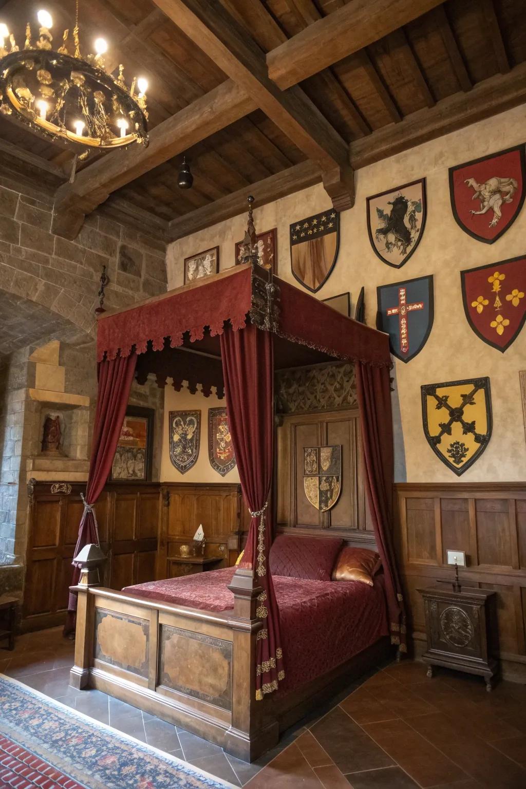 Infuse your space with noble allure using shields and crests that speak of honor and history.