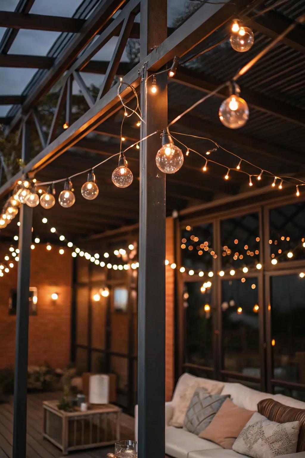 Create a magical atmosphere with decorative string lights, perfect for any special occasion. 🎉 #EventDecor #StringLights