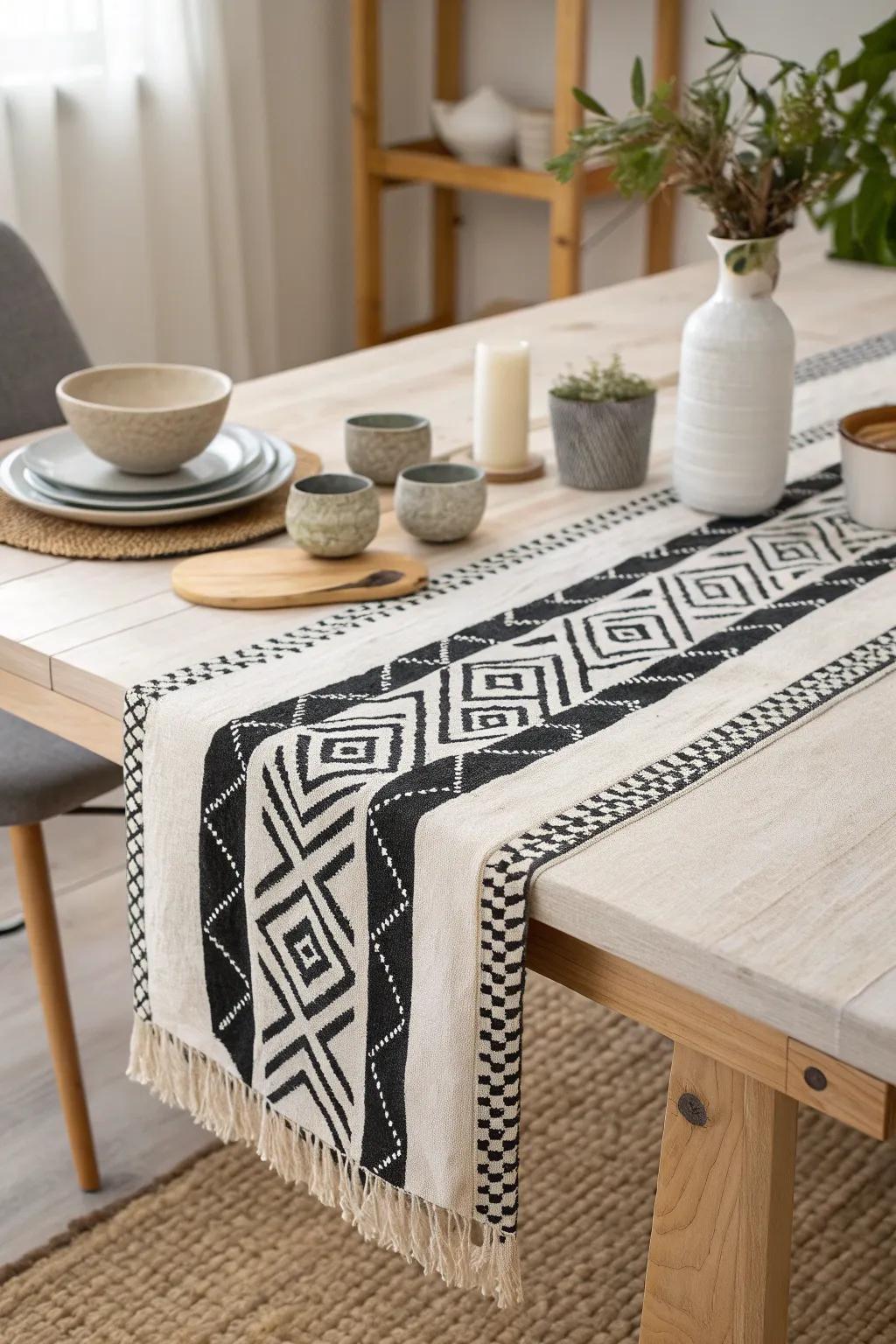 Turn heads with a bold-patterned table runner that adds flair to your dining space.