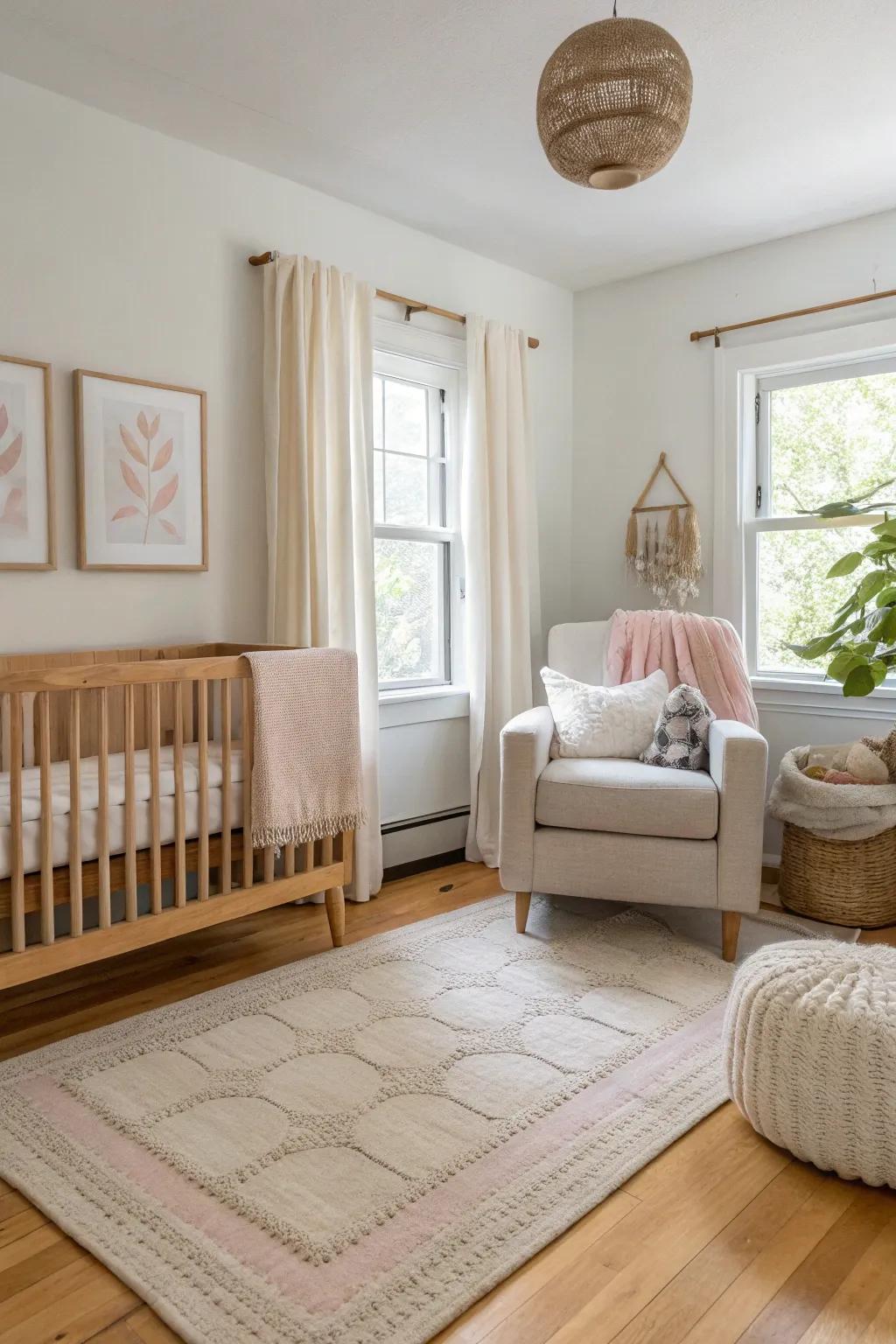 Area rugs elegantly define spaces, adding warmth and texture to your shared room.