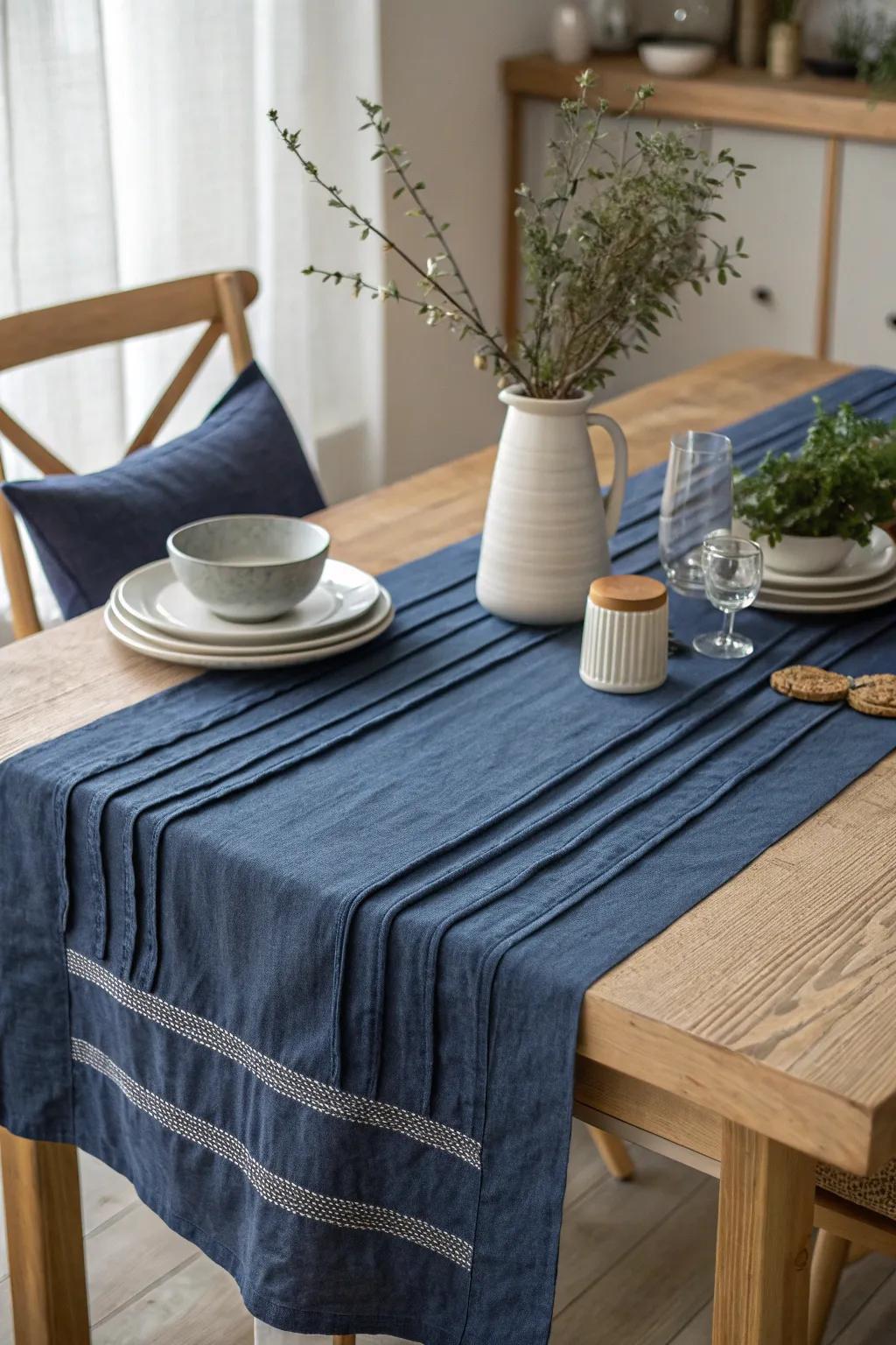 Textures and layers bring your table to life. 🌿 #TexturePlay #NavyDecor #DiningTable