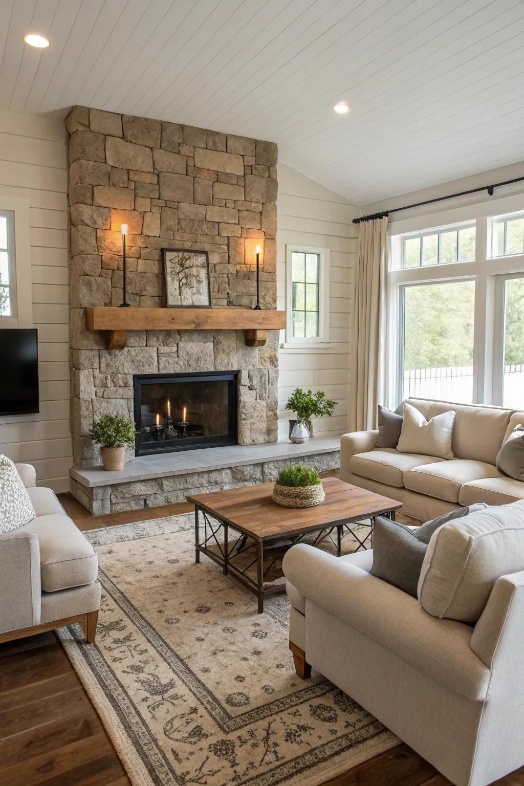 Create a welcoming space with seating centered around your cozy fireplace.