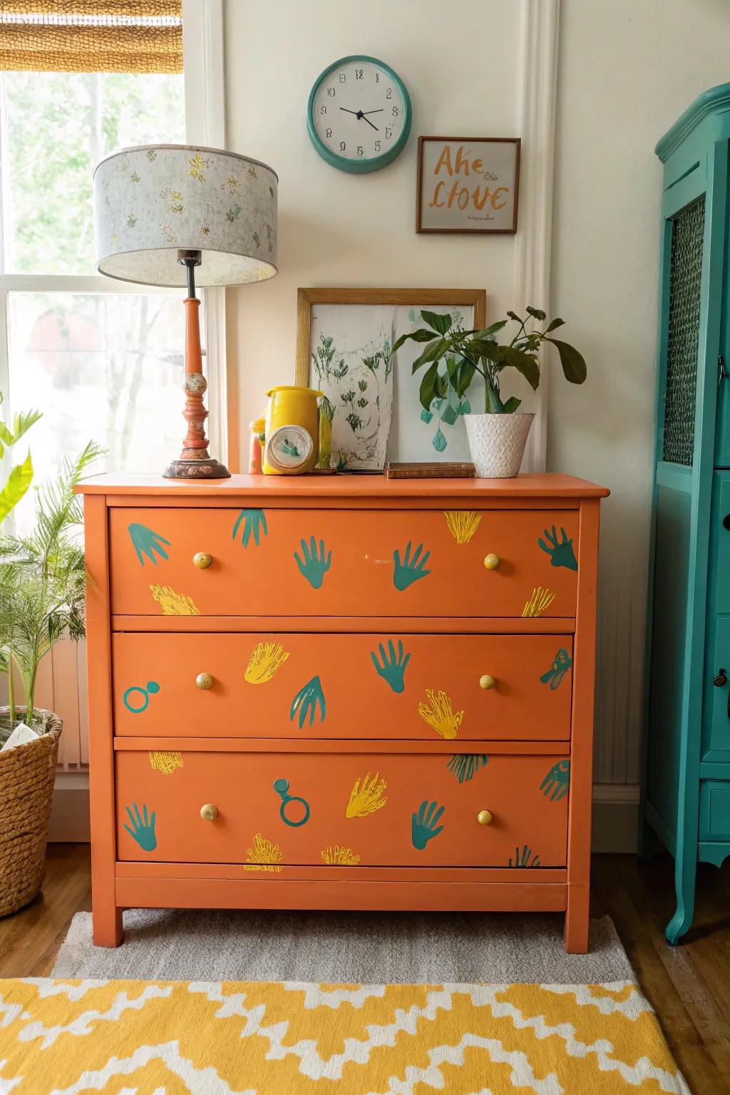 Revitalize your bedroom with a retro dresser, adding nostalgic charm and personality.