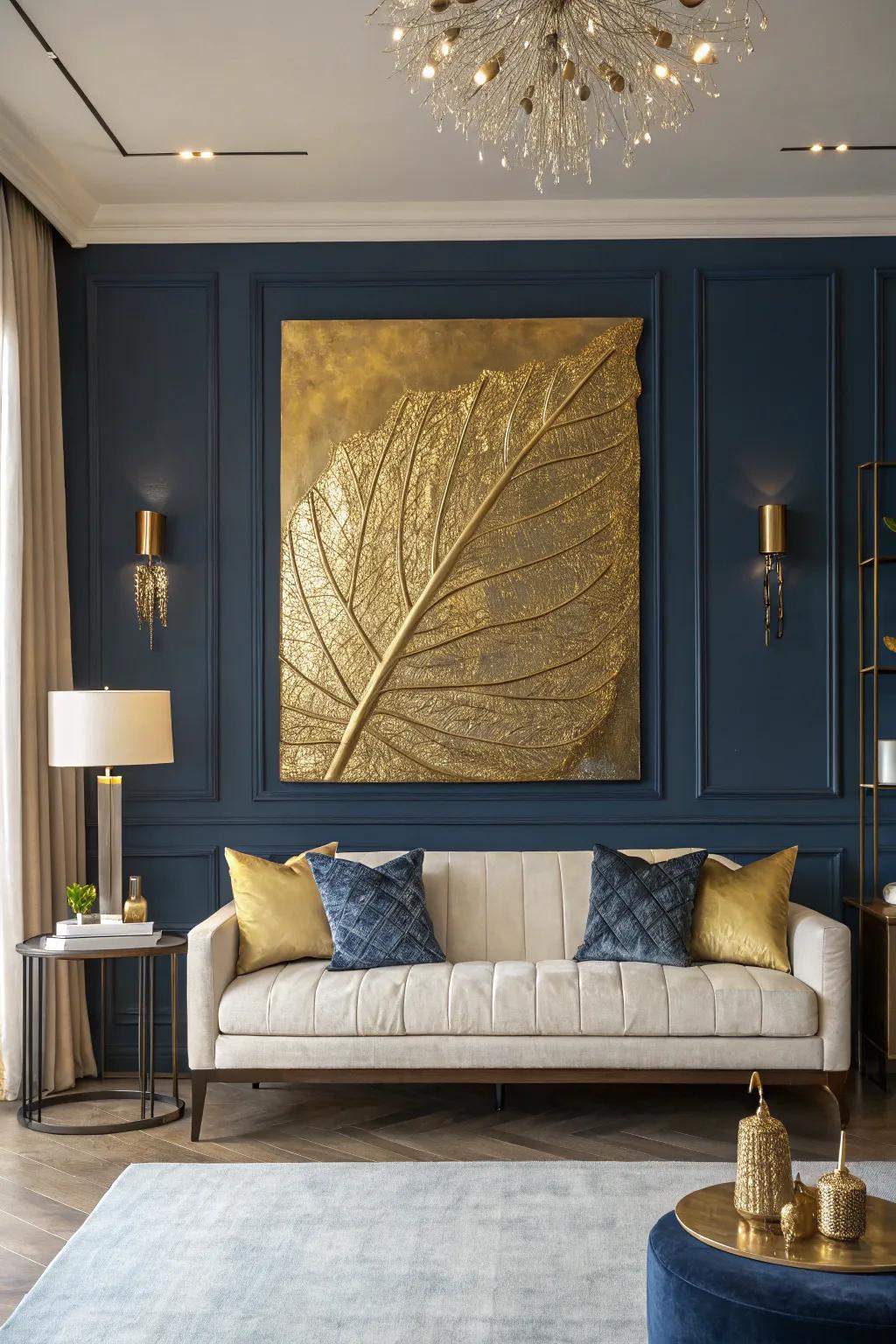 Oversized art with gold leaf makes a dramatic impact, turning your wall into a gallery. 🎨🖼️ #LargeArt #InteriorDesign #GoldLeafMagic