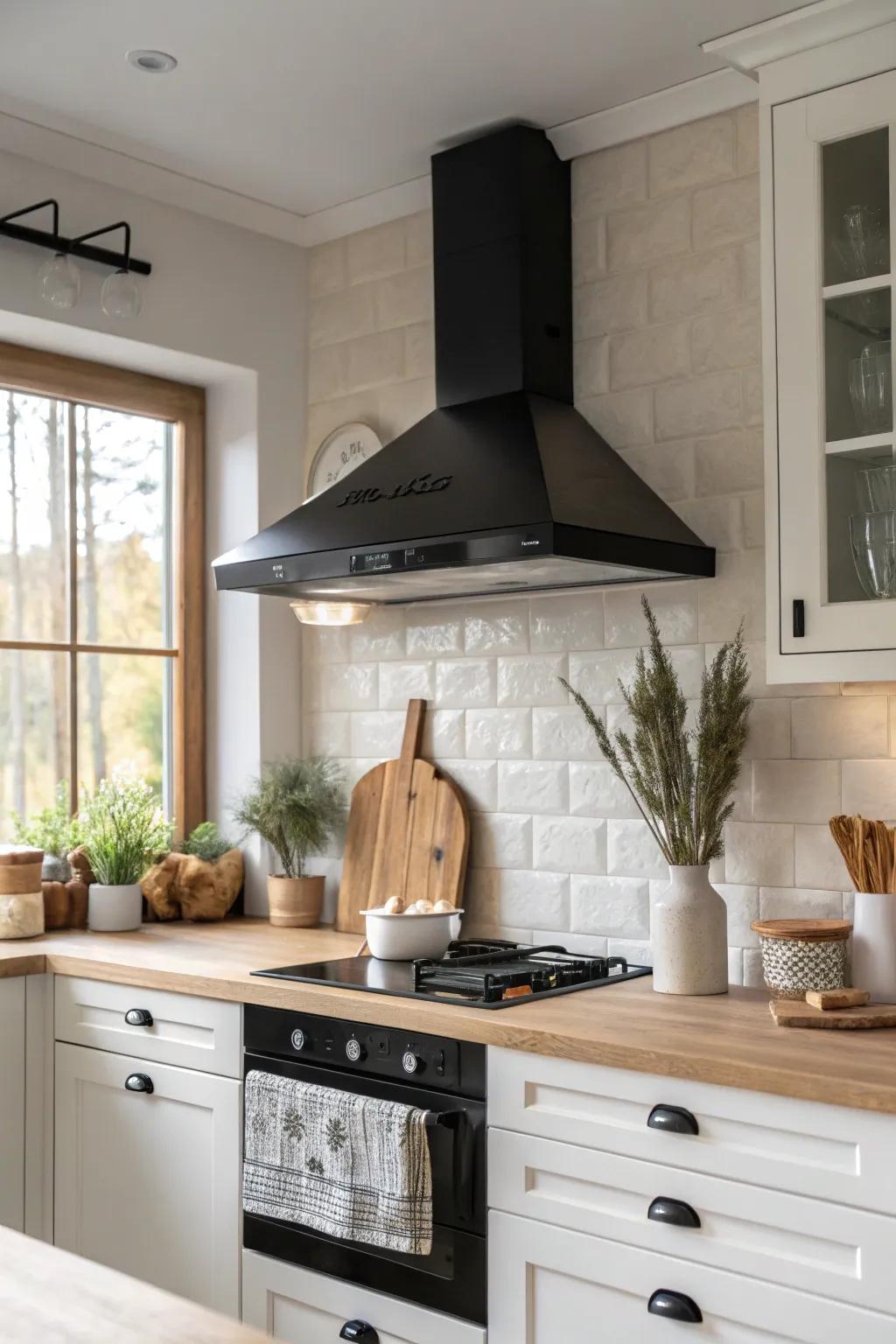 Enhance your kitchen's aesthetics with a chic range hood that combines style and function. 🌟 #KitchenStyle #HomeDesign