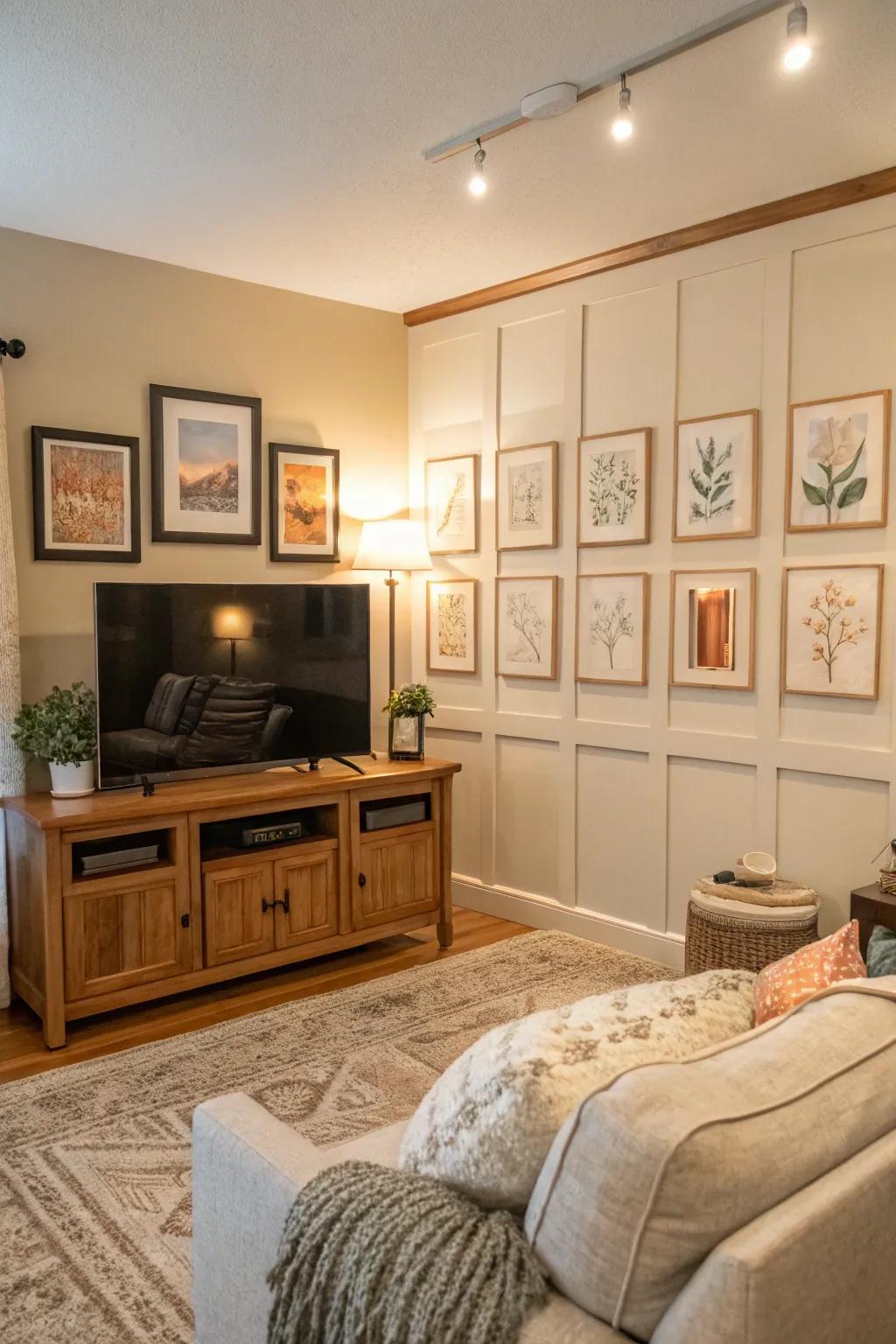 Let your personality shine by using the board and batten wall as a canvas for your favorite artwork. 🎨 #ArtLovers #HomeDecor