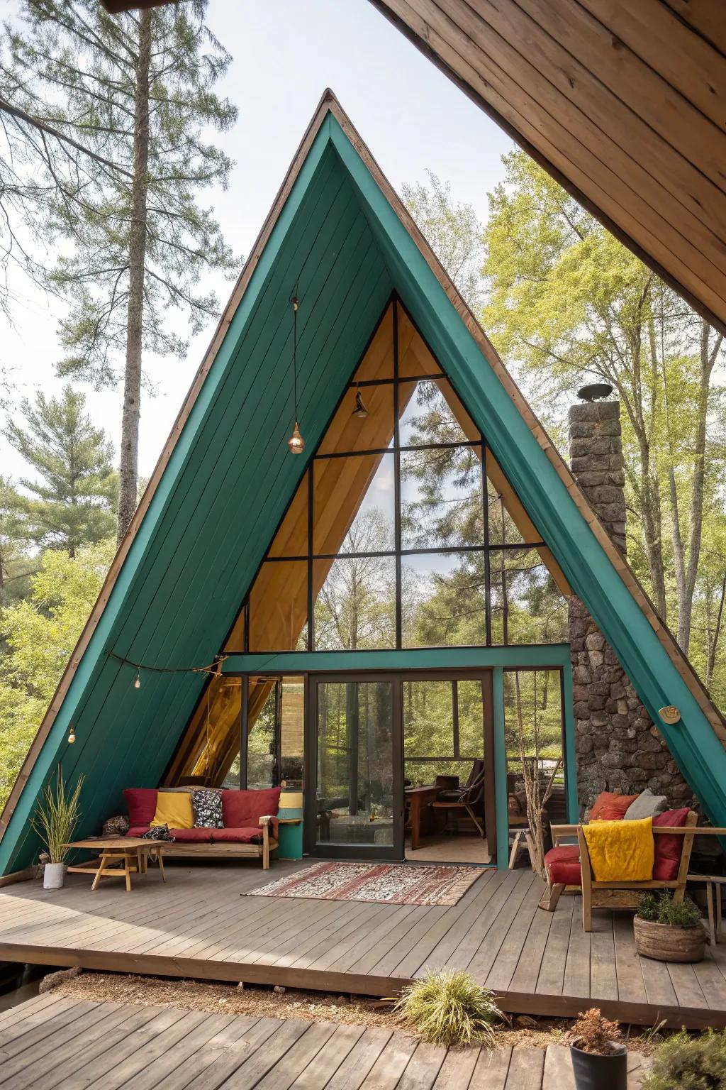 Experience the charm and efficiency of A-frame living. 🏔️🏡 #AFrameArchitecture #WoodlandRetreat
