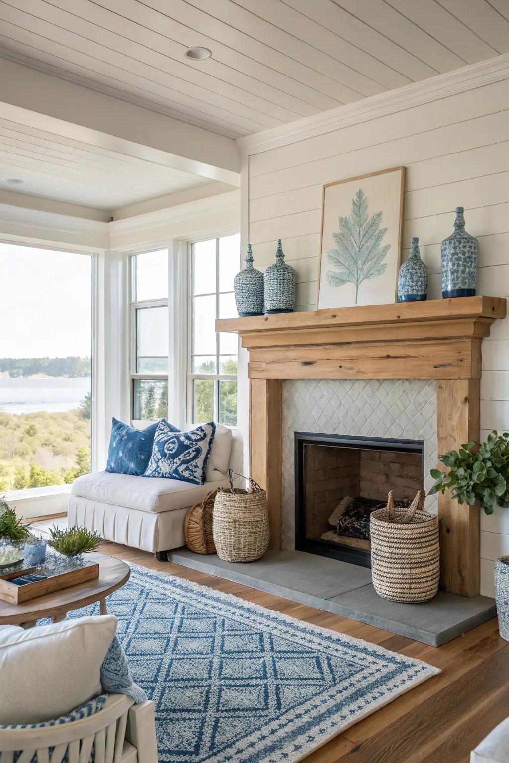 Let the calming blues of the ocean sweep into your living space, creating a tranquil retreat. 🌊 #OceanBlues #InteriorDesign