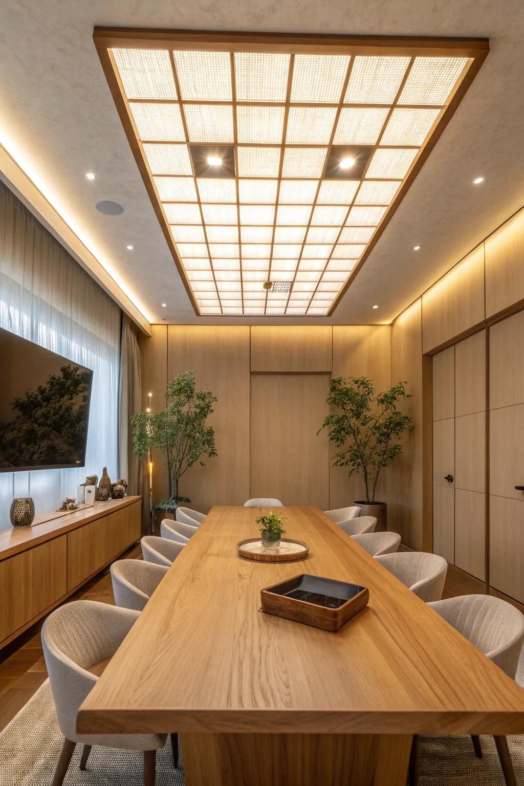 Go green with LED panel lighting, offering efficient and long-lasting illumination for your conference room. #EcoFriendly #LEDLighting