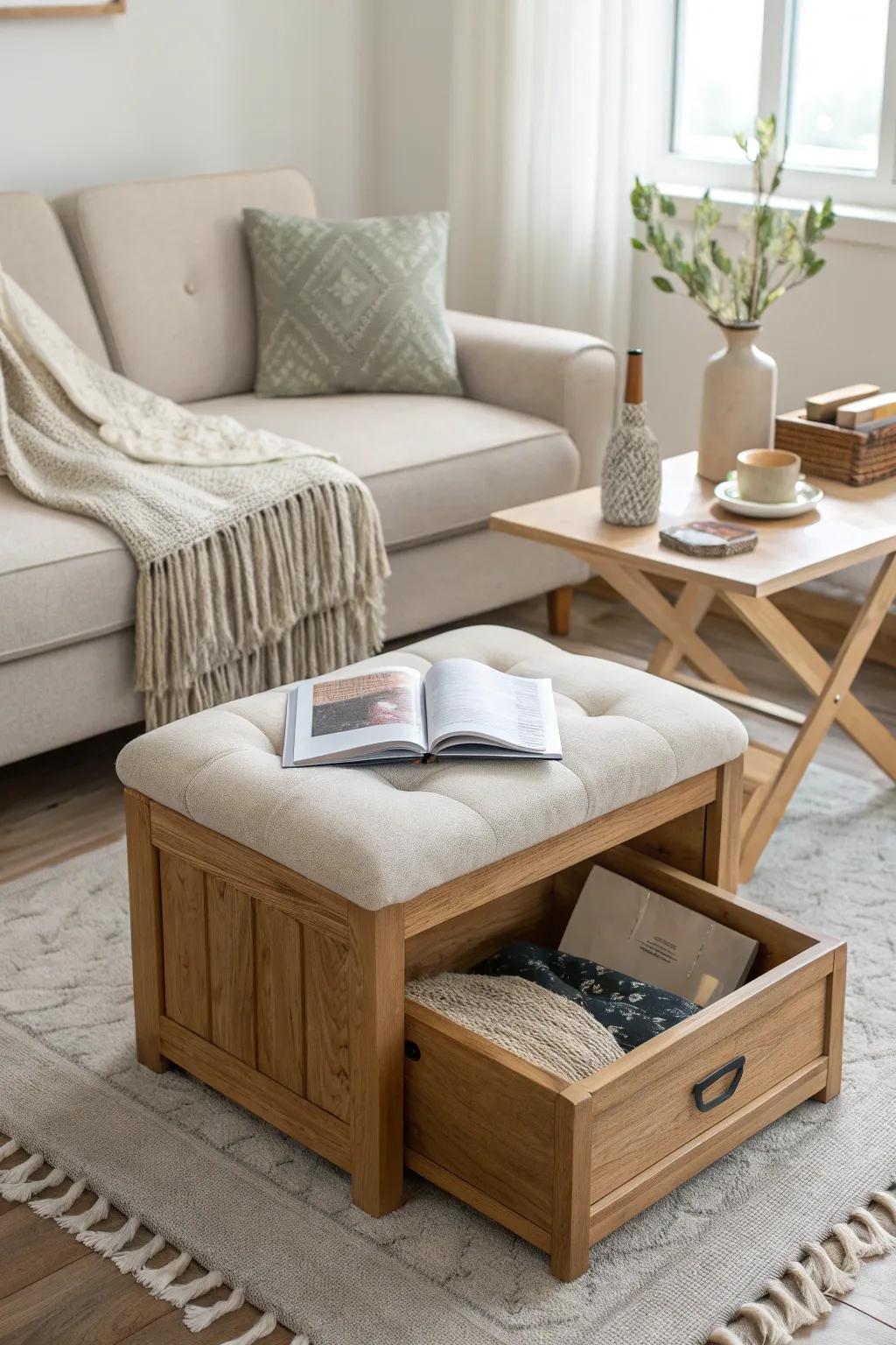 Discover the multifunctional charm of ottomans, perfect for small-space living. #SmartDesign #SpaceSaver