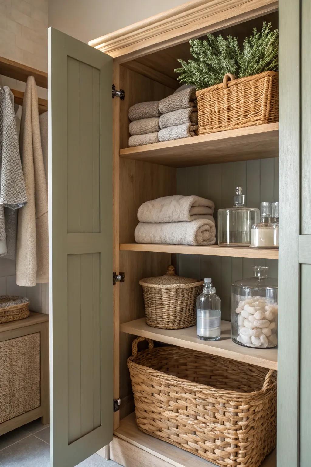 Create dedicated compartments for a multifunctional and organized cupboard experience. #HomeStorage #EfficientLiving