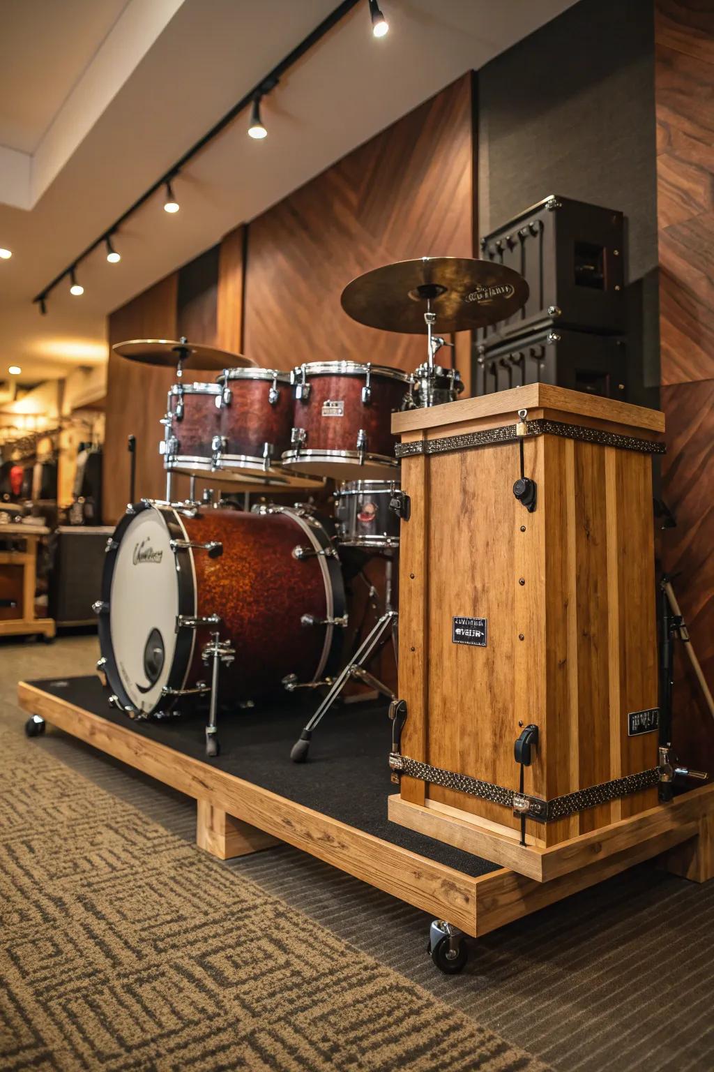 Show off your drums with an open display that doubles as eye-catching decor. 🎶