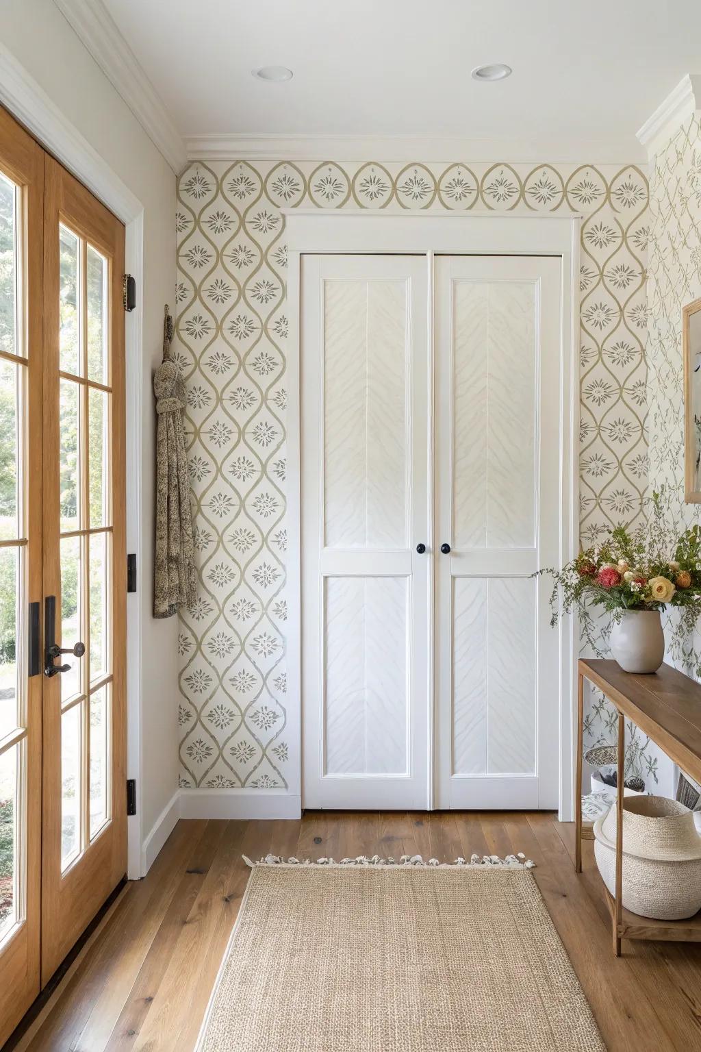 Make a statement with closet doors wrapped in bold, colorful wallpaper. 🎨 #DesignInspiration #BoldInteriors #CreativeHome