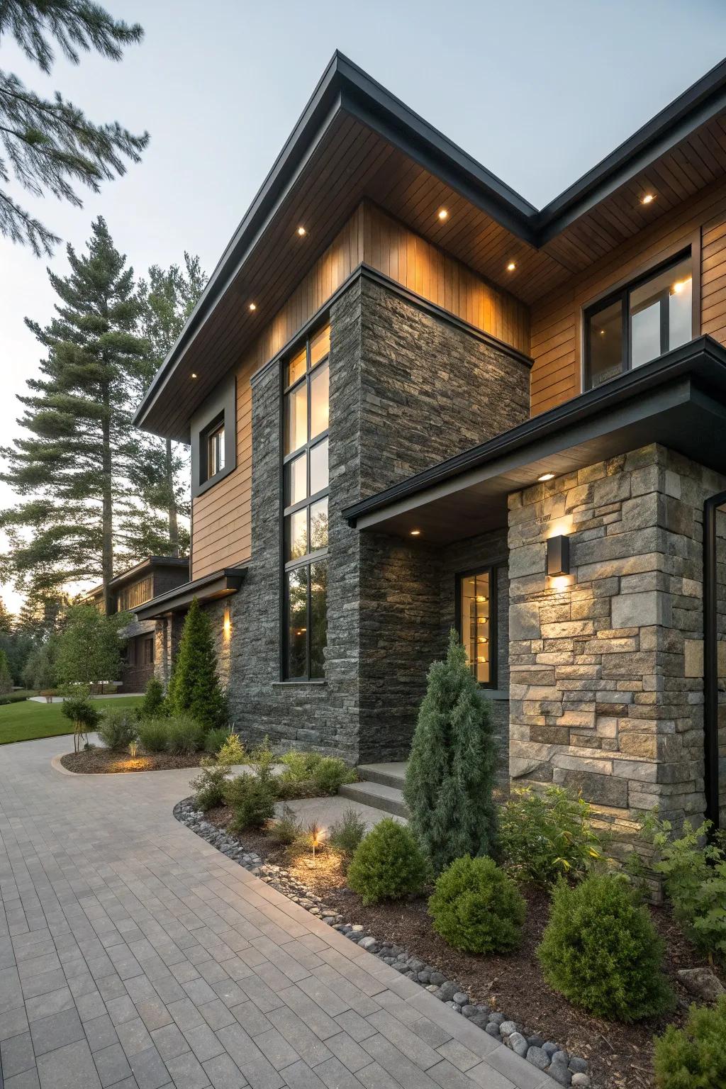 Create captivating layers and textures with a blend of natural stones. 🌿 #UniqueFacade
