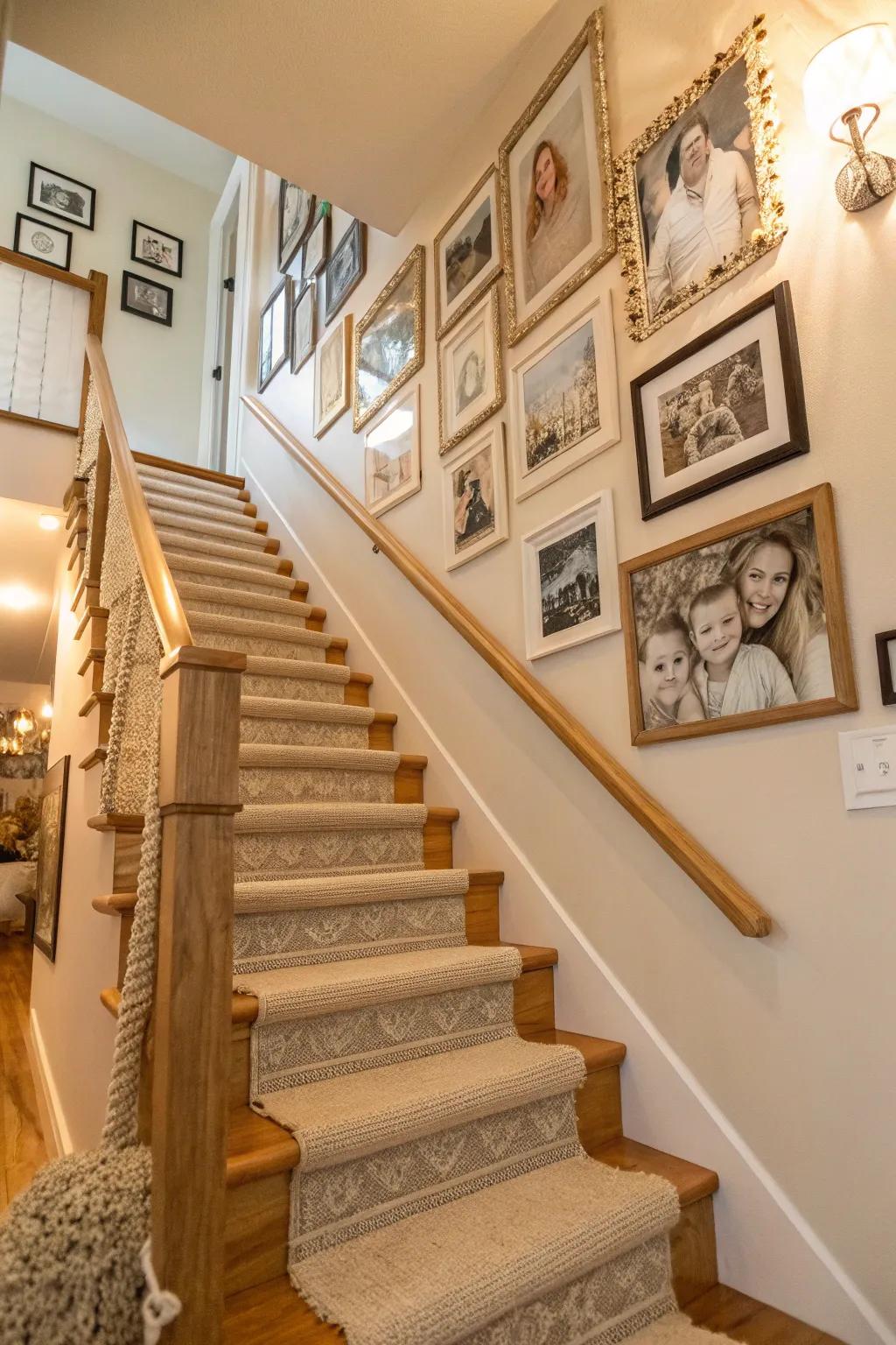 Turn your stairway into a heartwarming gallery that captures your family's journey. 🚶‍♀️ #StairwayToMemories #HomeDecor