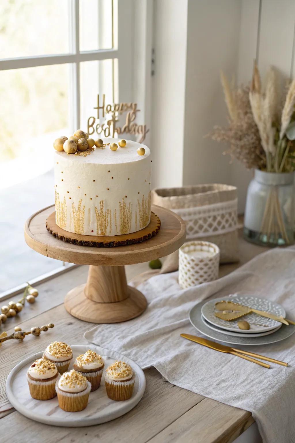 Indulge in sweet treats adorned with golden touches for a truly festive feel.