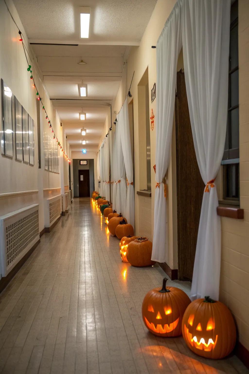 Guide the way with glowing pumpkins that light up the night with their enchanting dance.