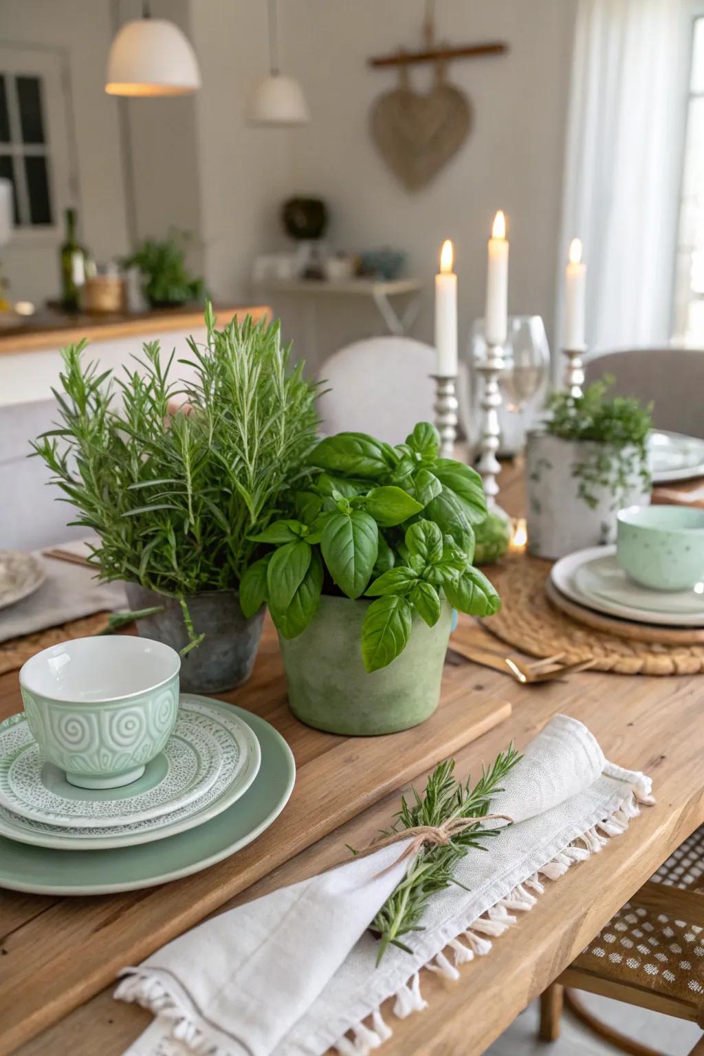 Let fragrant herbs double as decor and ambiance enhancers.