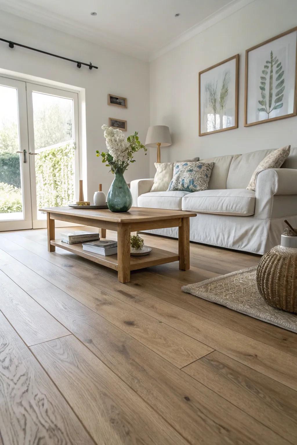 Achieve a modern look with minimalist decor and sleek laminate floors. ✨ #InteriorDesign