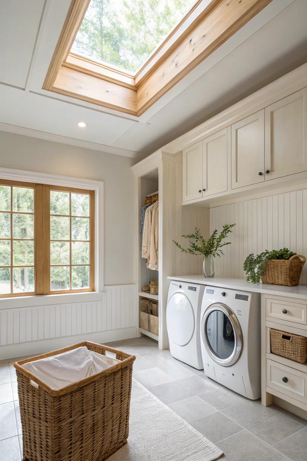 Add architectural interest to your laundry room with a stylish tray ceiling. ✨ #TrayCeiling #InteriorDesign