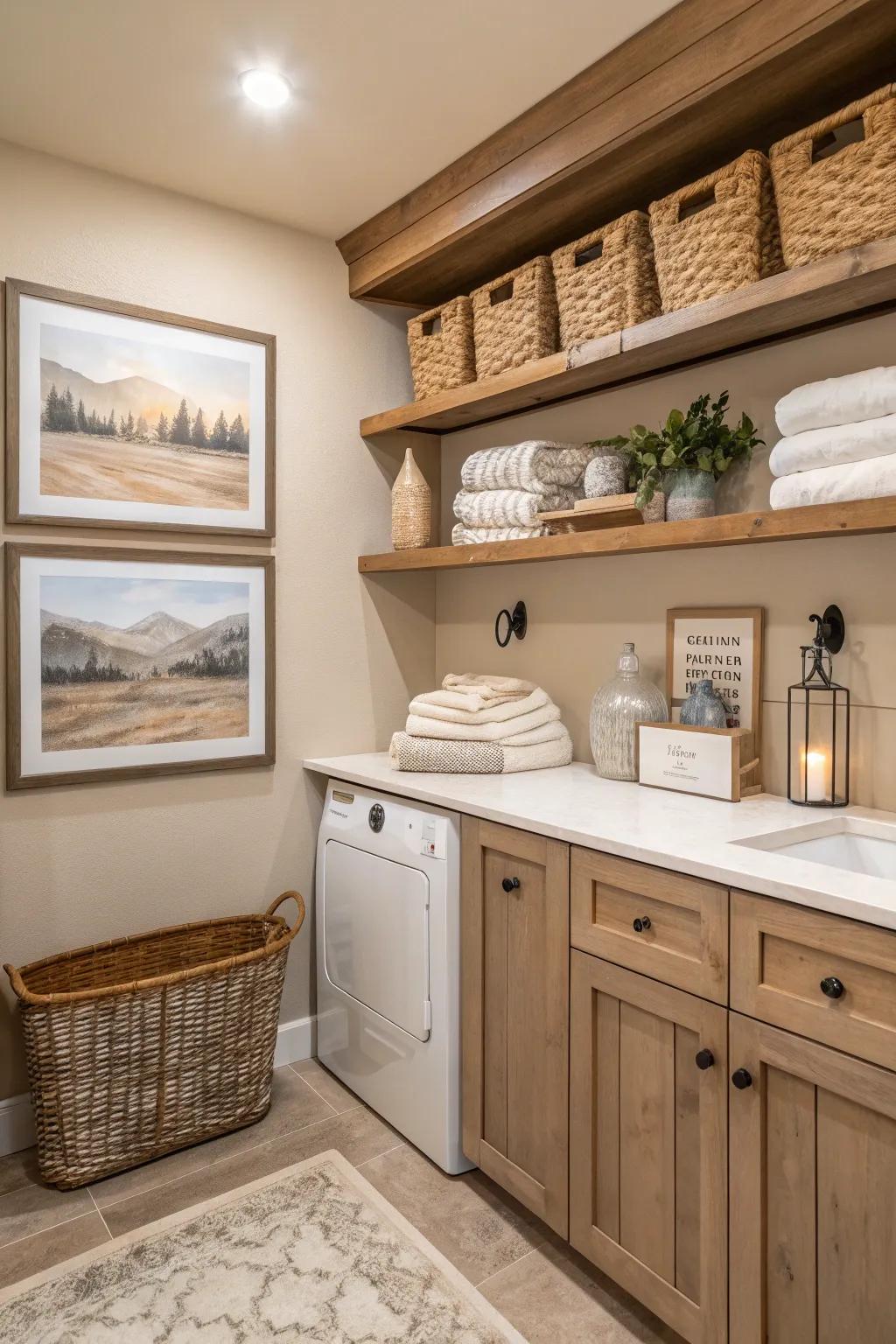 Infuse your laundry room with personality through vibrant artwork that reflects your style. 🎨 #ArtfulSpaces #LaundryRoomDecor #HomeInspiration